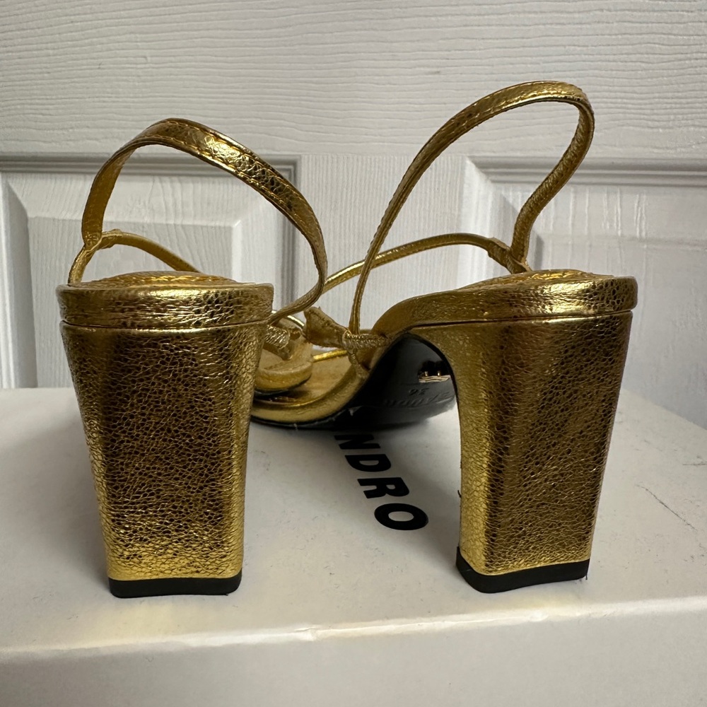 Faye Metallic Square Toe Strappy Slingback Sandals - Picture 4 of 7